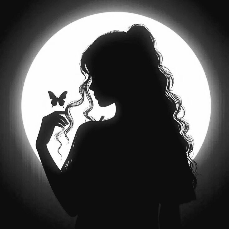 Silhueta de Mulher com Borboleta - Foto para Perfil