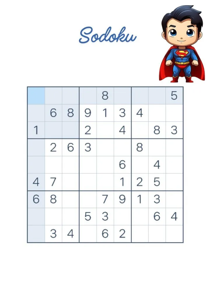 Sodoku para imprimir com desafios divertidos e educativos