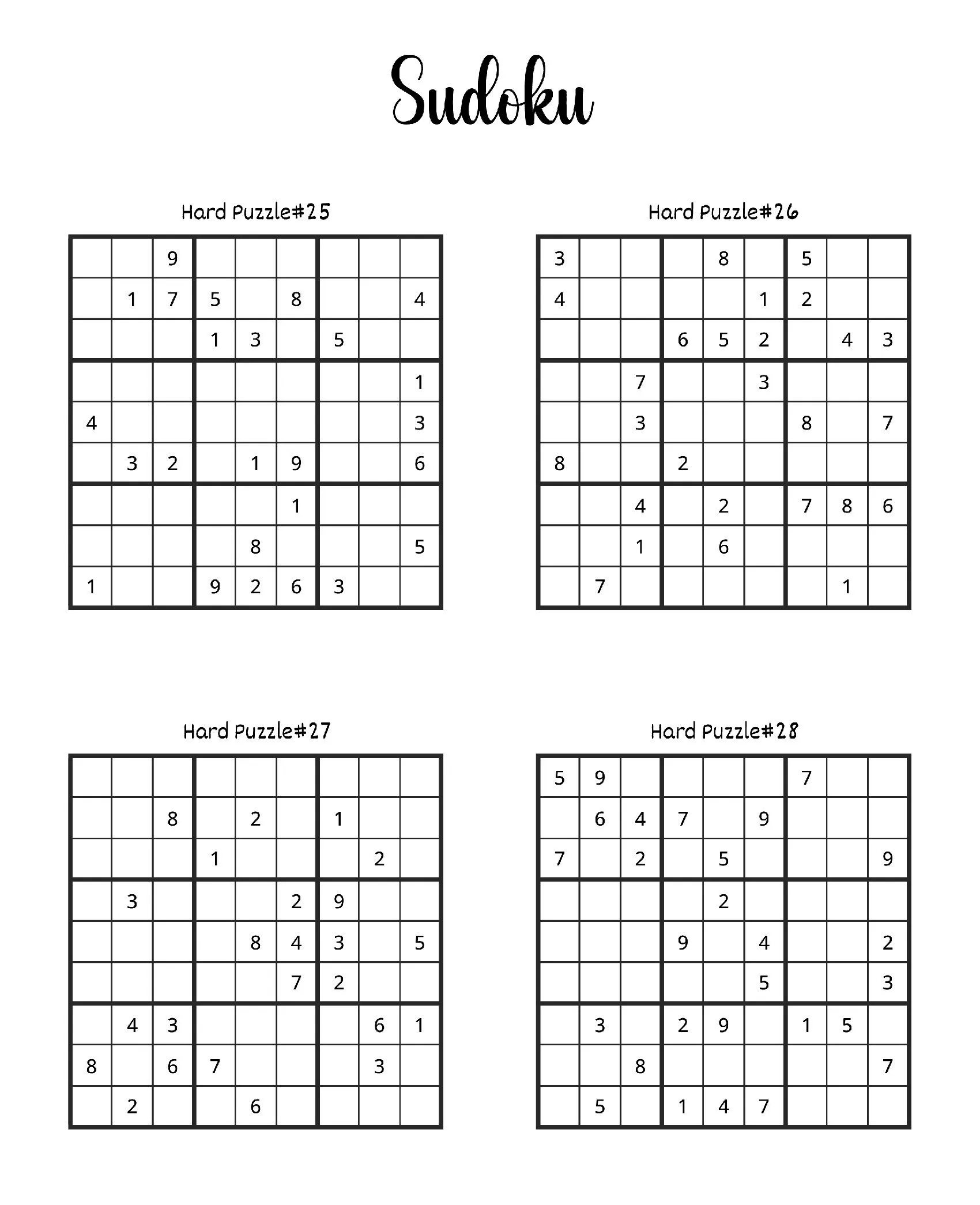Sudoku avançado para imprimir - quebras-cabeças desafiadores