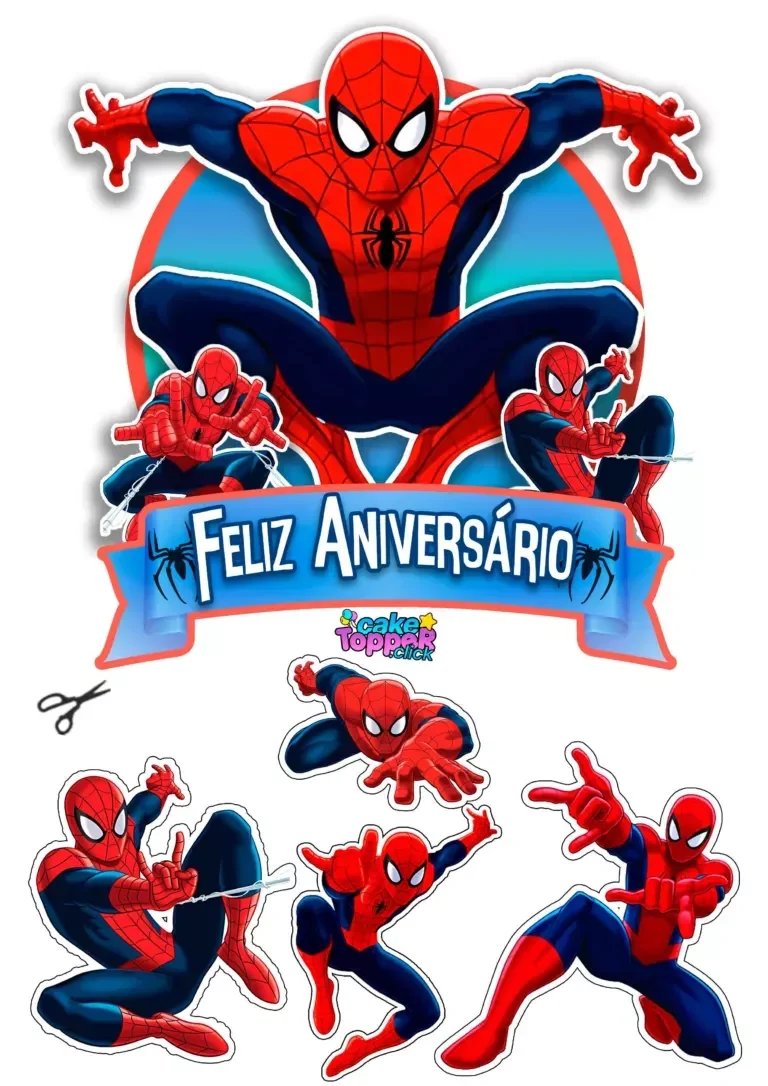 Topo de Bolo do Homem-Aranha para Imprimir Grátis