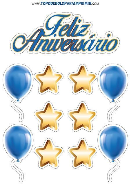 Topo de Bolo para Imprimir com Feliz Aniversário Colorido