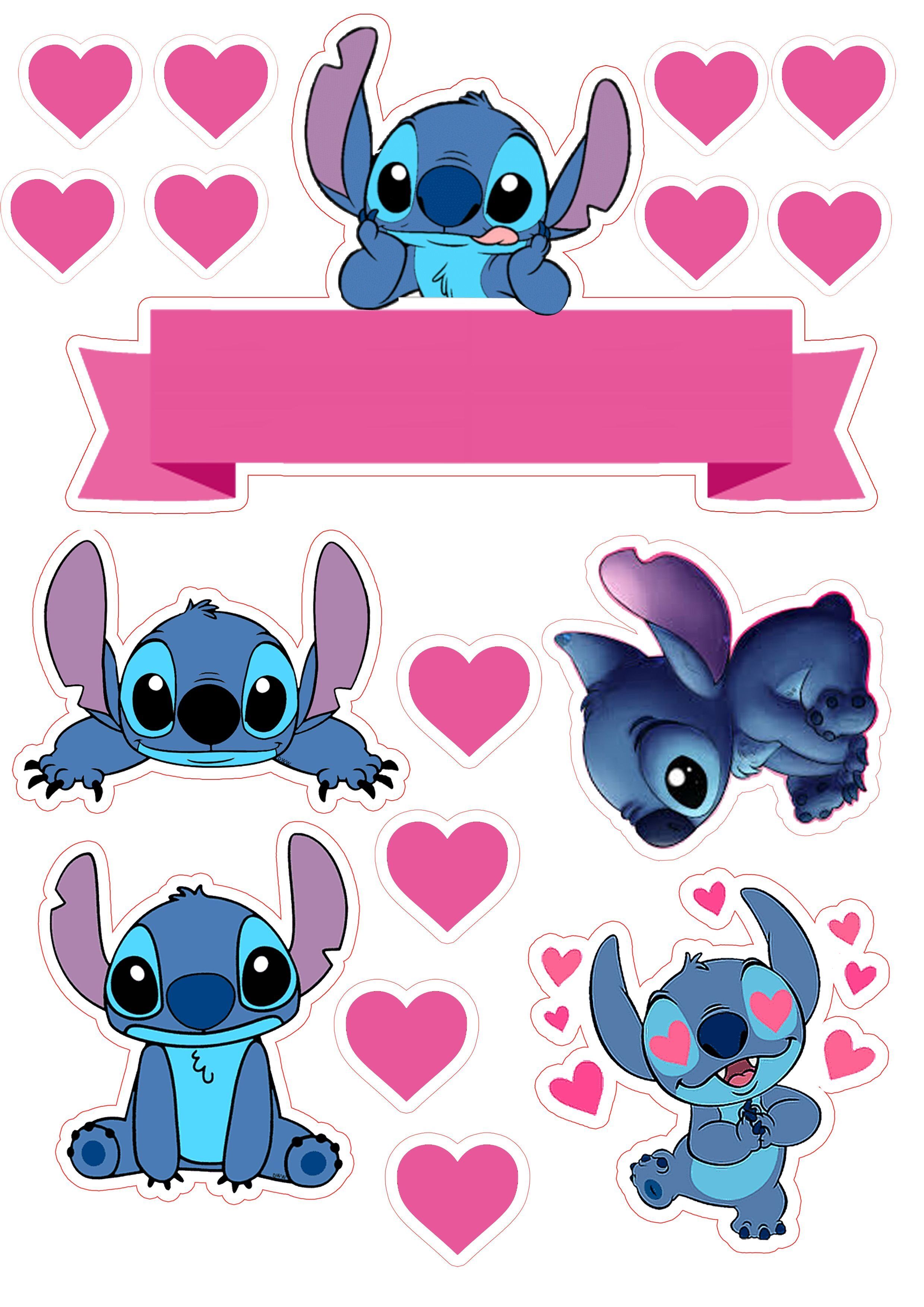Topo de Bolo para Imprimir com Personagem Azul e Corações