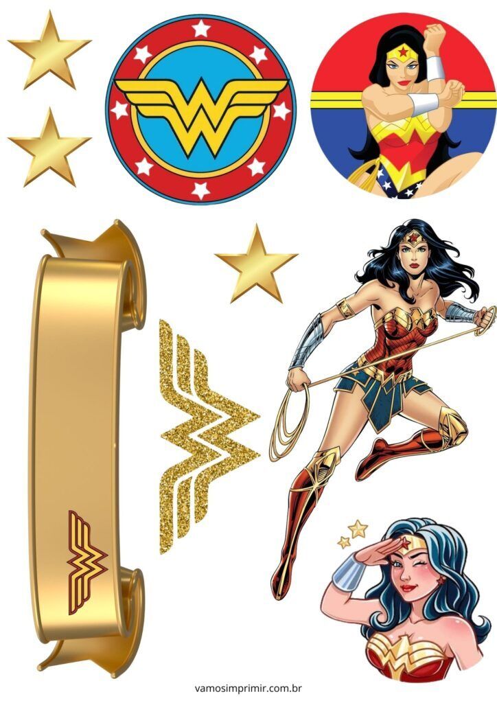 Topo de Bolo para Imprimir com Super-Heroína Para Festas