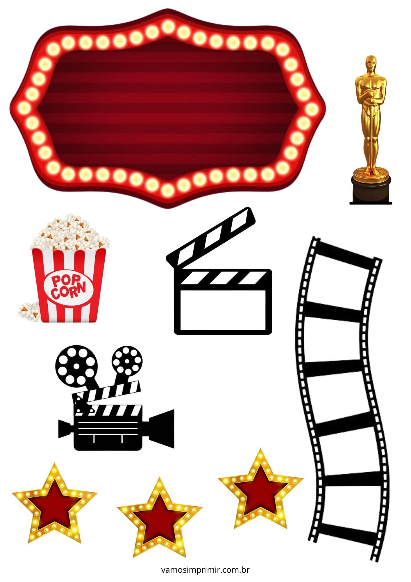 Topo de Bolo para Imprimir Tema Cinema e Filmes