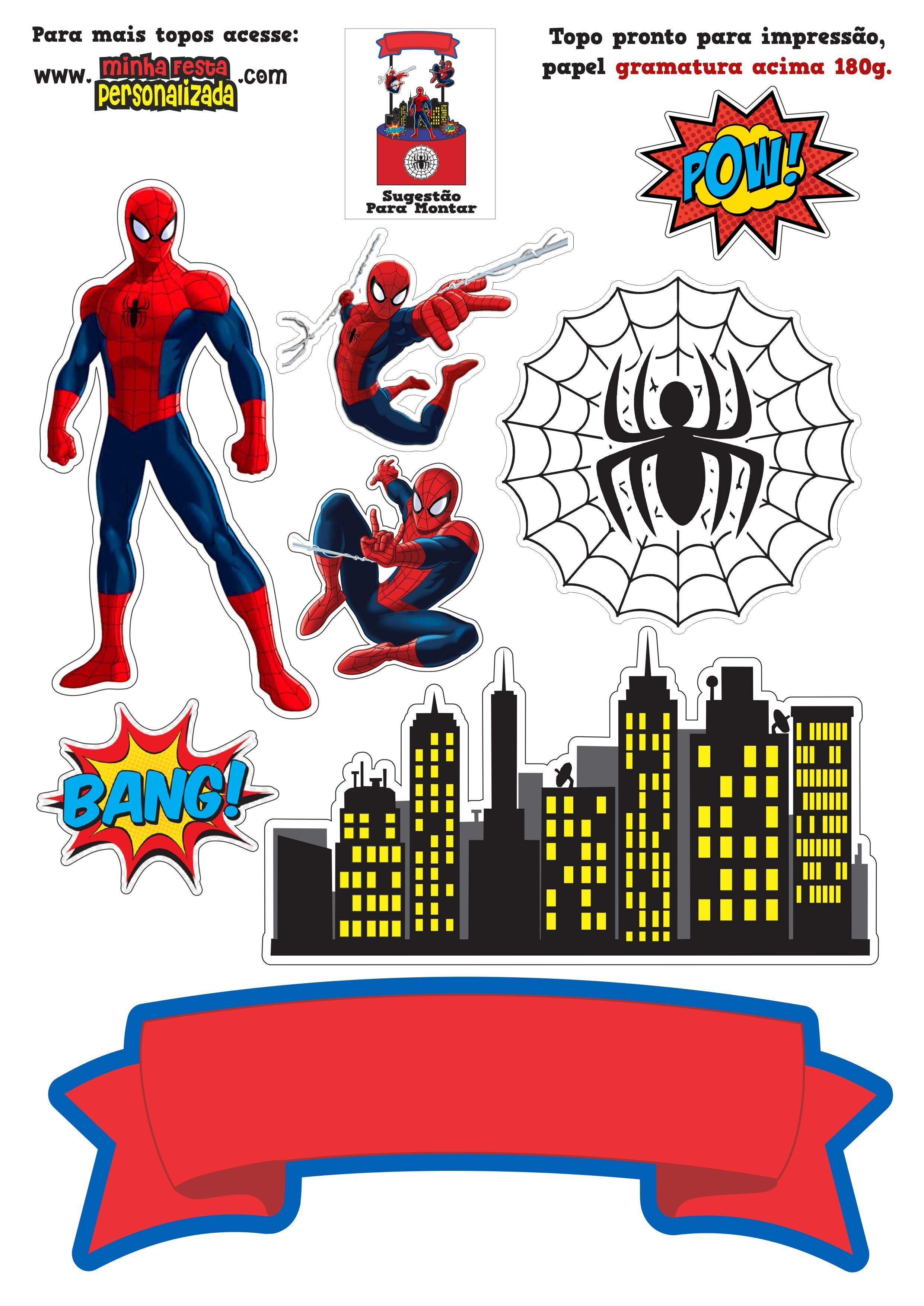 Topo de Bolo Super-Herói para Imprimir e Decorar Festas